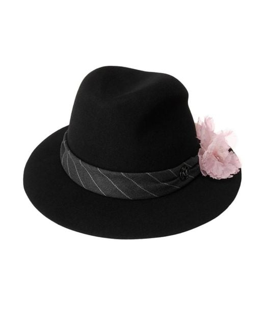 Maison Michel Black Furfelt Flower Hat