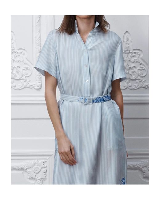 Dior Blue Iviera Long Belted Shirtdress