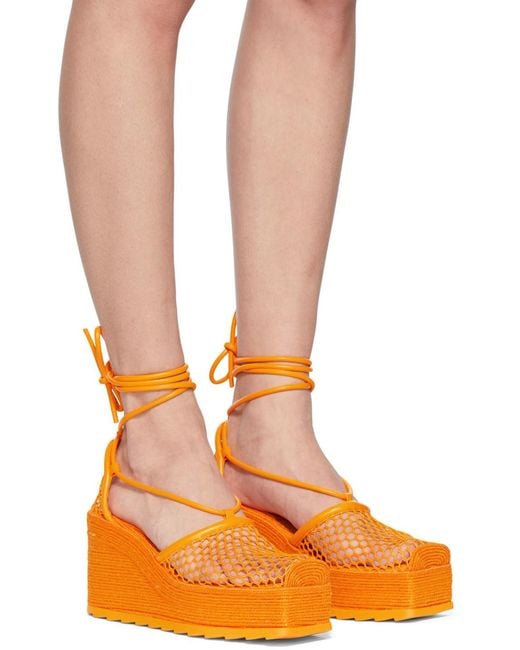 Bottega Veneta Metallic Net-Panel 90Mm Wedge Sandals