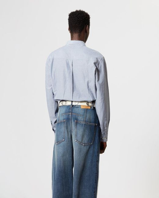 Isabel Marant Blue Striped Button-Up Shirt for men