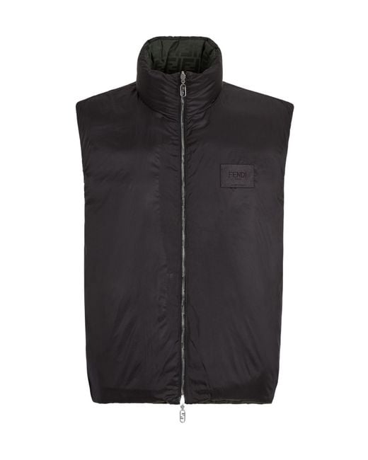 Fendi Green Ff Jacquard Reversible Puffer Gilet for men