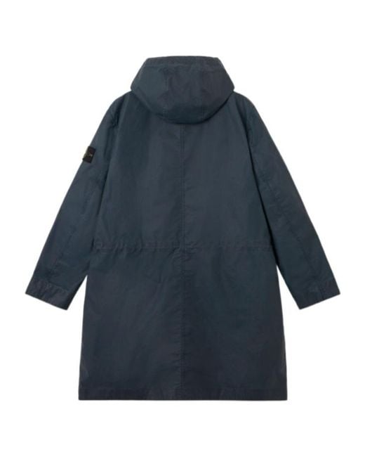 Stone Island Blue Logo Patch Hooded Parka for men