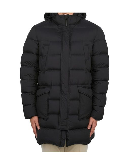 Herno Blue Quilted Hooded Puffer Coat for men