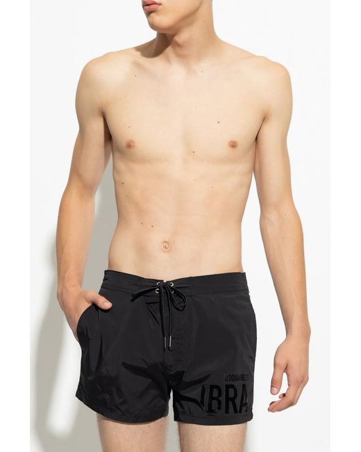DSquared² Gray Micro-Standard Swimming Trunks for men