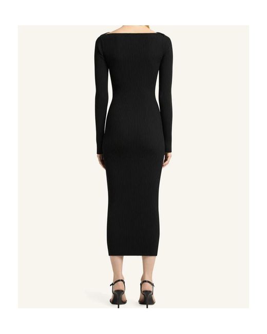 Courreges Black Ribbed-Knit Slash-Detail Midi Dress
