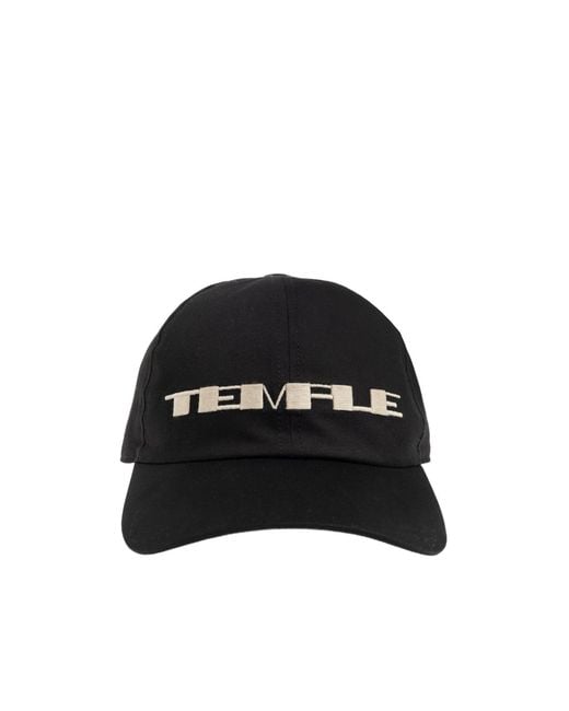 Rick Owens Black Text Embroidered Baseball Cap for men