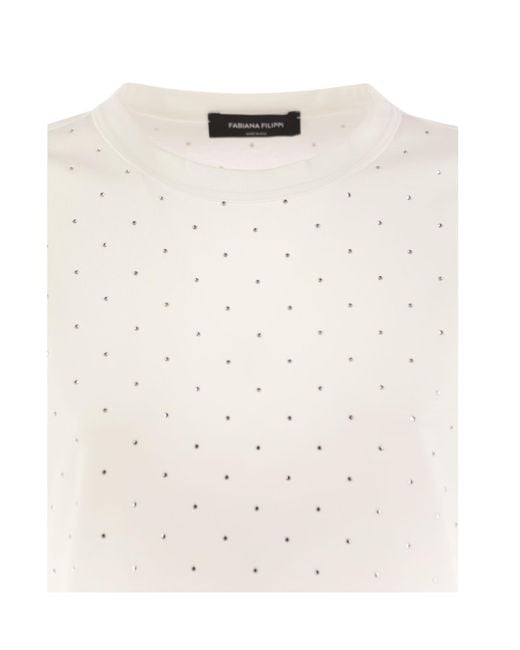 Fabiana Filippi White Stud Embellished Crewneck T-Shirt