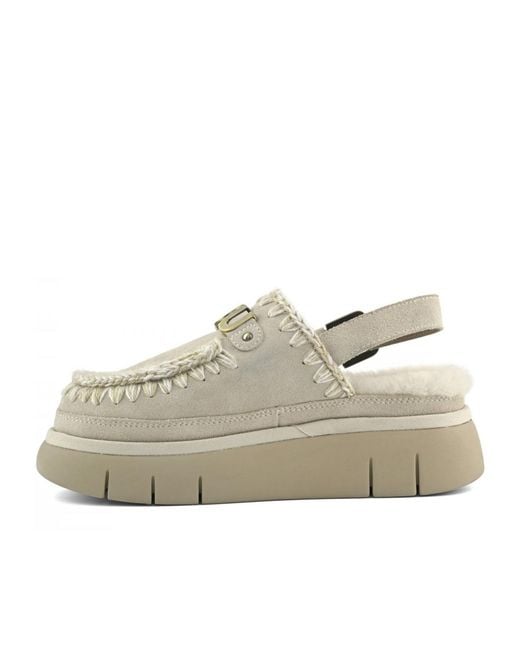 Mou Gray Bounce Logo Lettering Slingback Mules