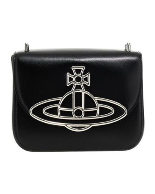 Vivienne Westwood Black Linda Orb-Plaque Crossbody Bag