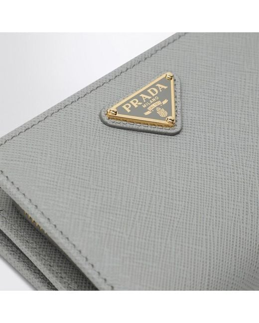 Prada Gray Triangle Logo Zip-Around Wallet