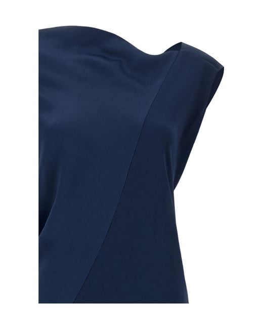 Alberta Ferretti Blue Draped Asymmetrical Dress