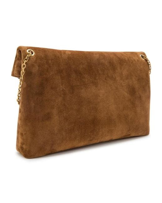 Saint Laurent Brown Envelope Suede Pouch