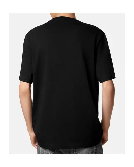 Versace Black Cotton T-Shirt With Ribbed Crew Neck for men