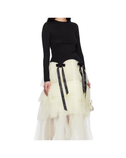 Simone Rocha White Bow-Tie Long Sleeve T-Shirt