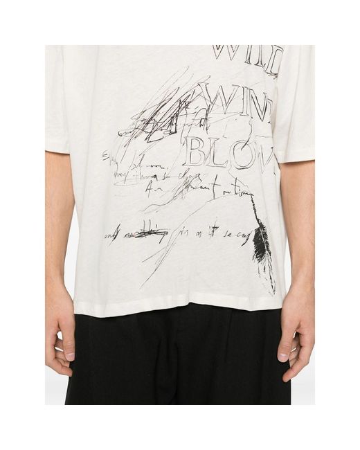 Ann Demeulemeester White Dieter Wild Wind Blows High Comfort T-Shirt for men