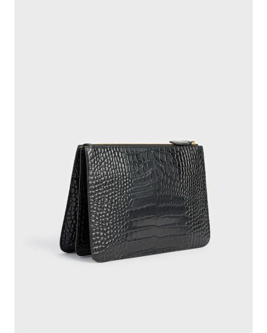 Totême Black Totême Threefold Embossed Clutch Bag