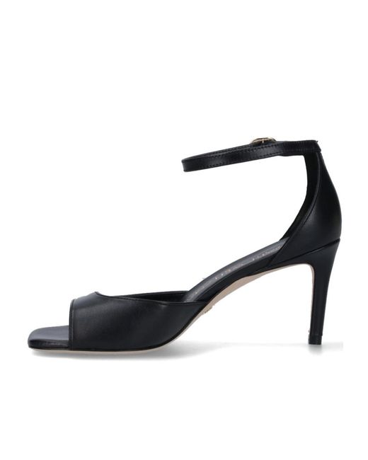 Stuart Weitzman Black Square-Toe Sandals