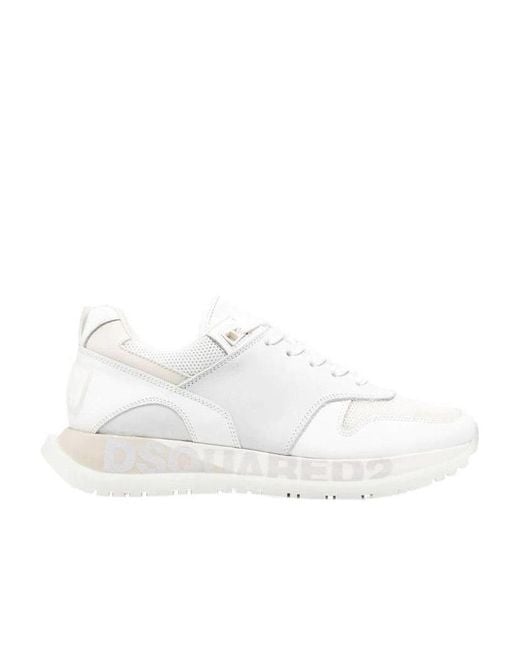 DSquared² White Panelled Lace-Up Sneakers