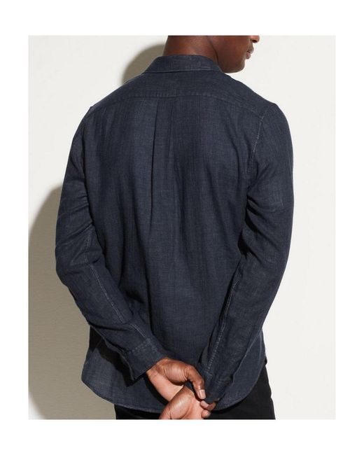 Vince Blue Long-Sleeve Cotton Shirt for men