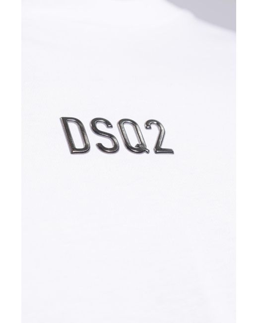 DSquared² White Logo Detailed Crewneck T-Shirt for men