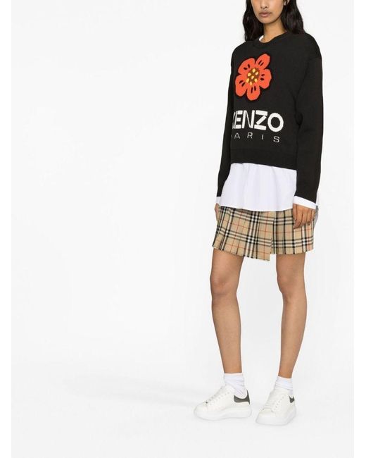 KENZO Black Logo Intarsia Crewneck Jumper