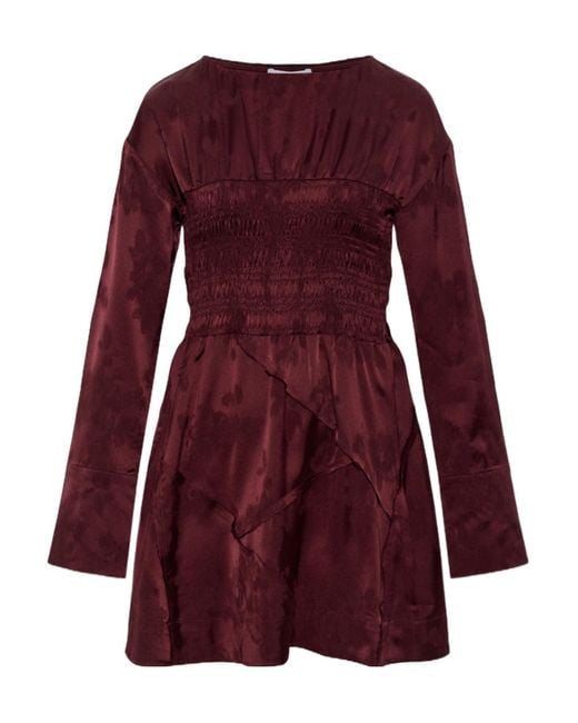 Ganni Purple Jacquard Patchwork Mini Dress