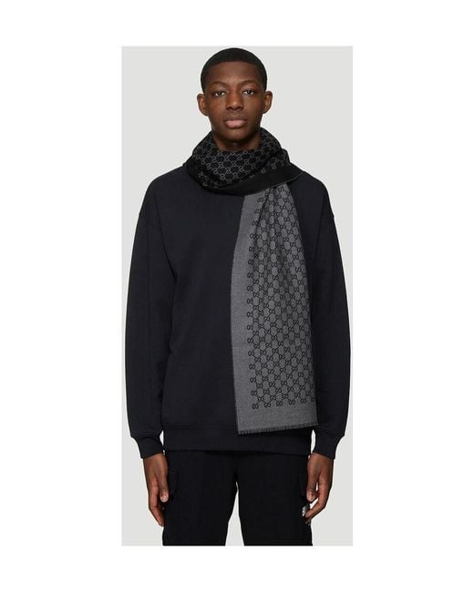Gucci Gray Gg Jacquard Scarf for men