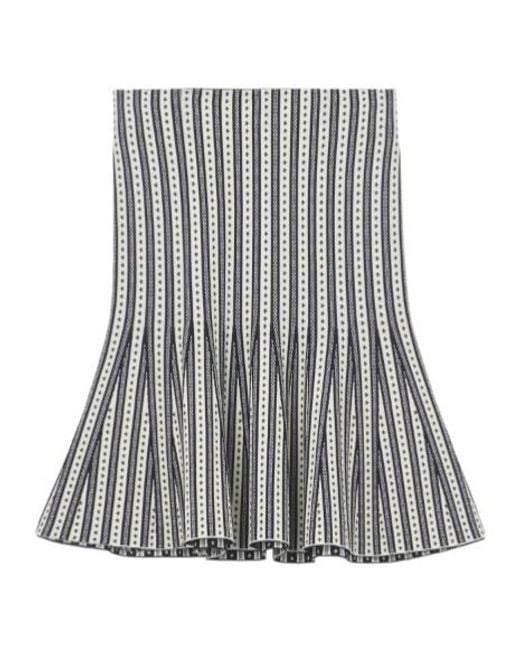 McQueen Gray Graphic Knit Mini Skirt