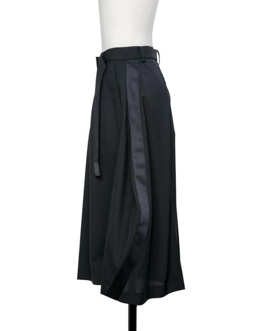 Sacai Black Wide-Leg Cropped Trousers