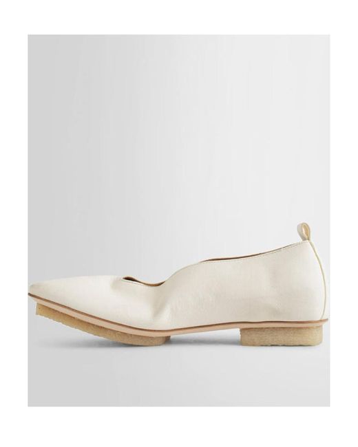 Uma Wang White Asymmetric-Toe Leather Ballerina Shoes