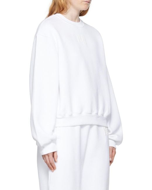 Alexander Wang White T By Logo Printed Crewneck Sweatshirt