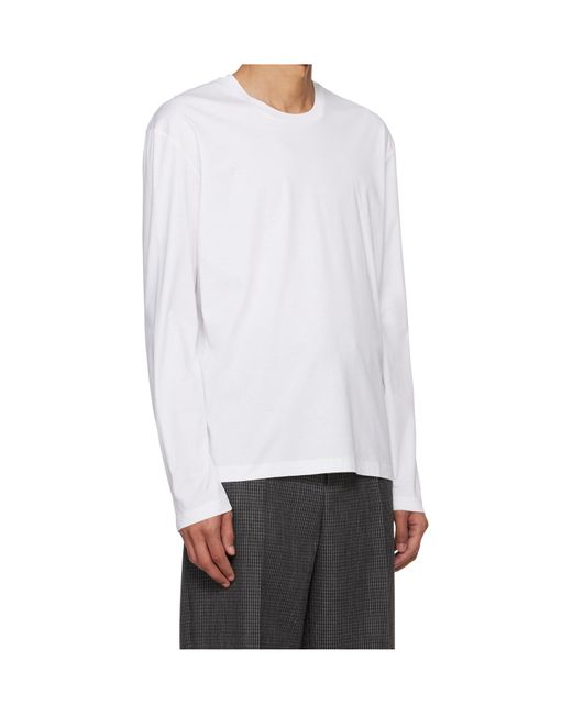 Jil Sander White Ogo Flag Long Sleeve T-Shirt for men