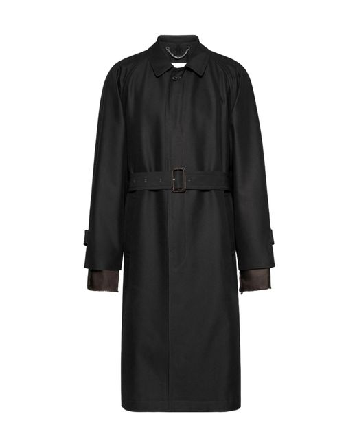Maison Margiela Black Single Breasted Trench Coat for men