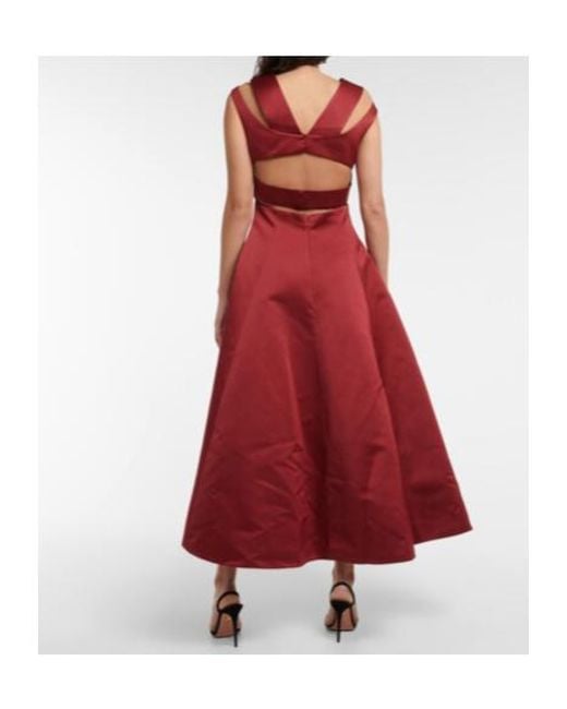 Emilia Wickstead Red Luz Cutout Satin Midi Dress