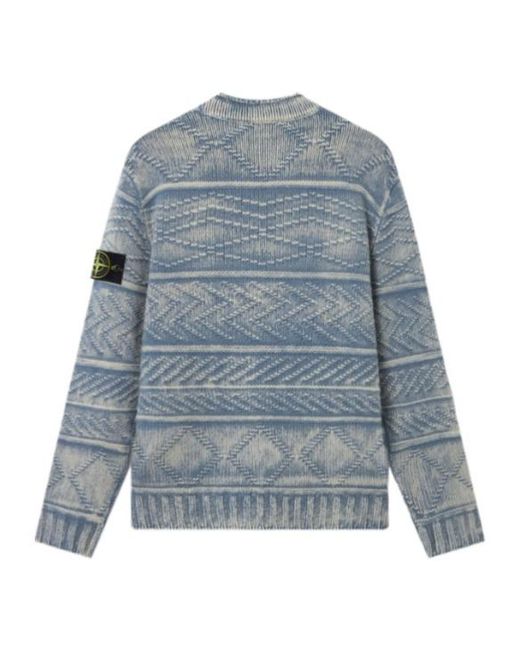 Stone Island Blue Loose-Fit Mock-Neck Jumper for men