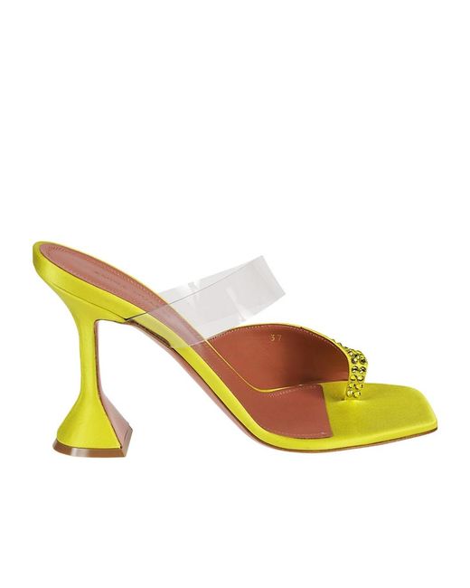 AMINA MUADDI Yellow Square-Headed High-Heeled Sandals