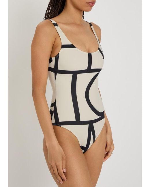 Totême White Logo-Monogrammed Swimsuit