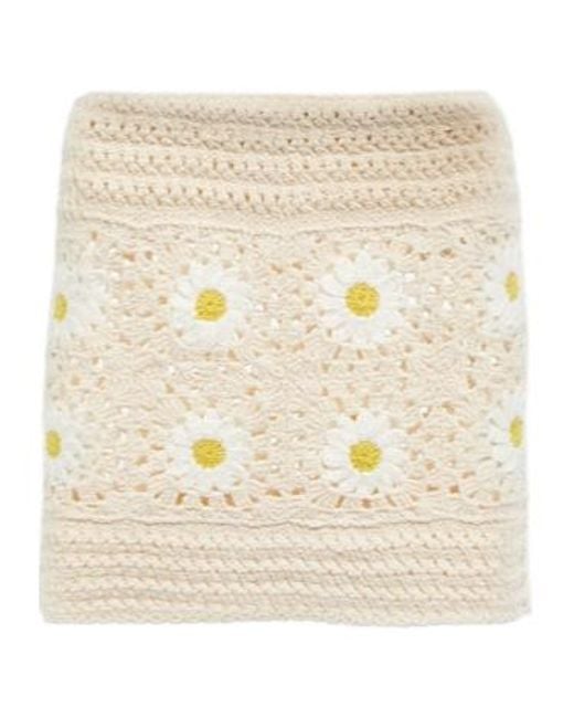 Alanui Natural Daisy Crocheted Miniskirt