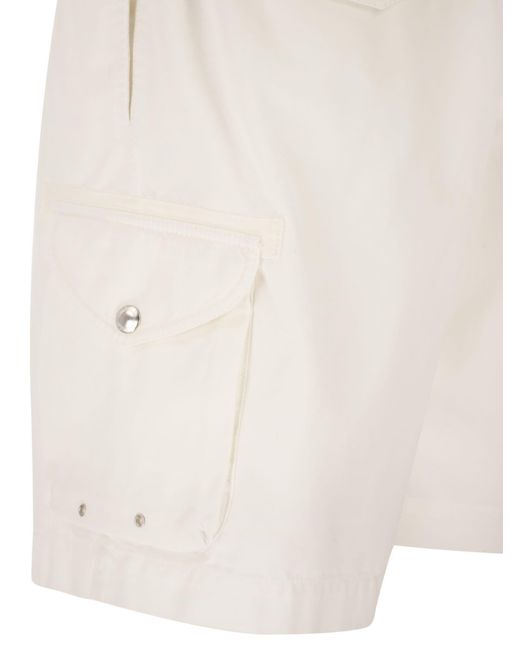 Brunello Cucinelli Natural Drawstring Cargo Shorts for men