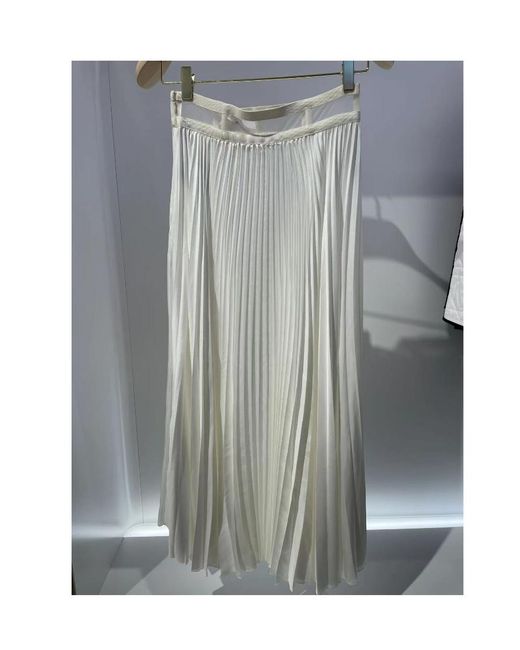 Dior White Christian Pleated High Waist Midi Skirt
