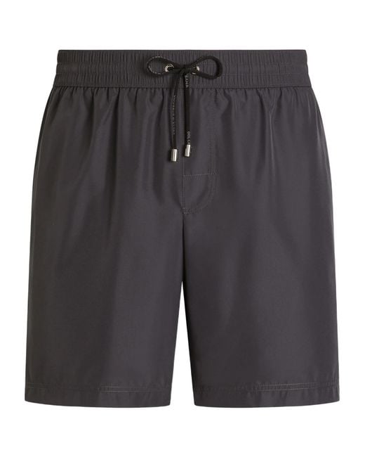 Dolce & Gabbana Black Elastic Waist Swim Shorts for men