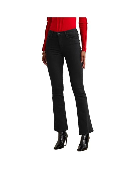 Mother Black Mid-Rise Flared Jeans