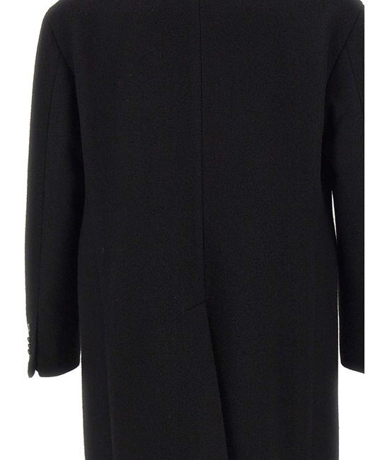 Tagliatore Black Double-Breasted Wool Coat for men