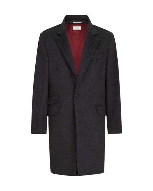 Brunello Cucinelli Black Single Breasted Long Sleeved Coat for men