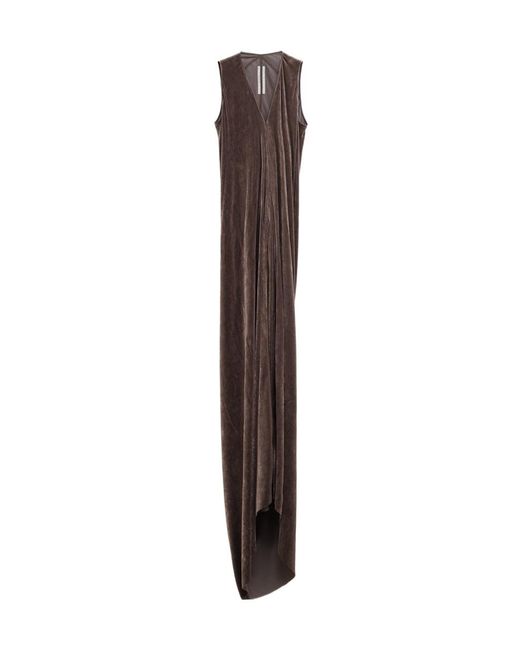 Rick Owens Black Maxi Velvet Dress