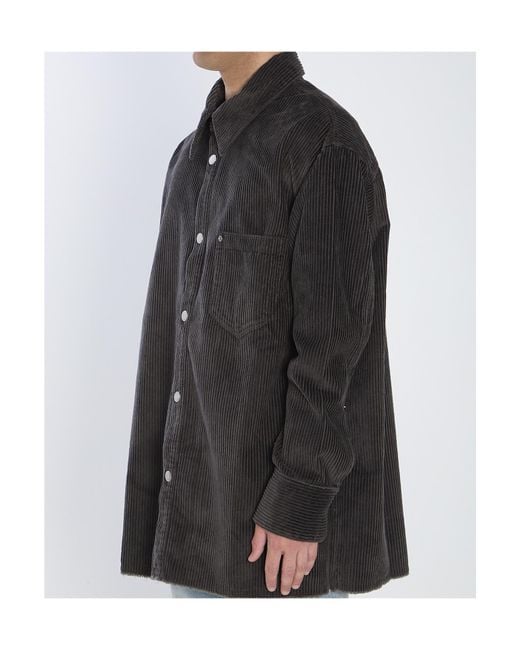 AMI Black Corduroy Velvet Overshirt for men