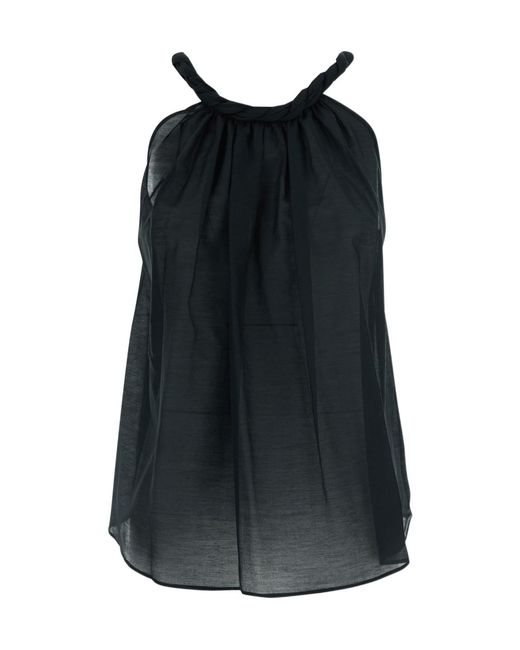 Semicouture Black Semi Couture Braided Neck Sleeveless Top
