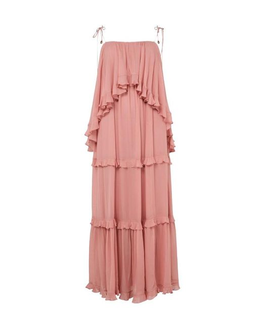 Zimmermann Pink Luna Ruffled Dress