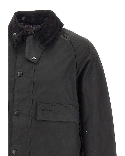 Barbour Black Spey Slim Waxed Jacket for men