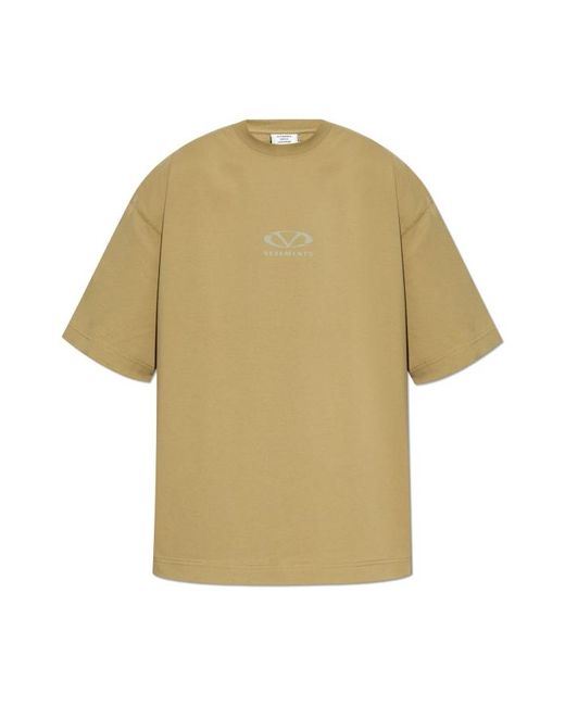 Vetements Natural Logo Printed Crewneck T-Shirt for men